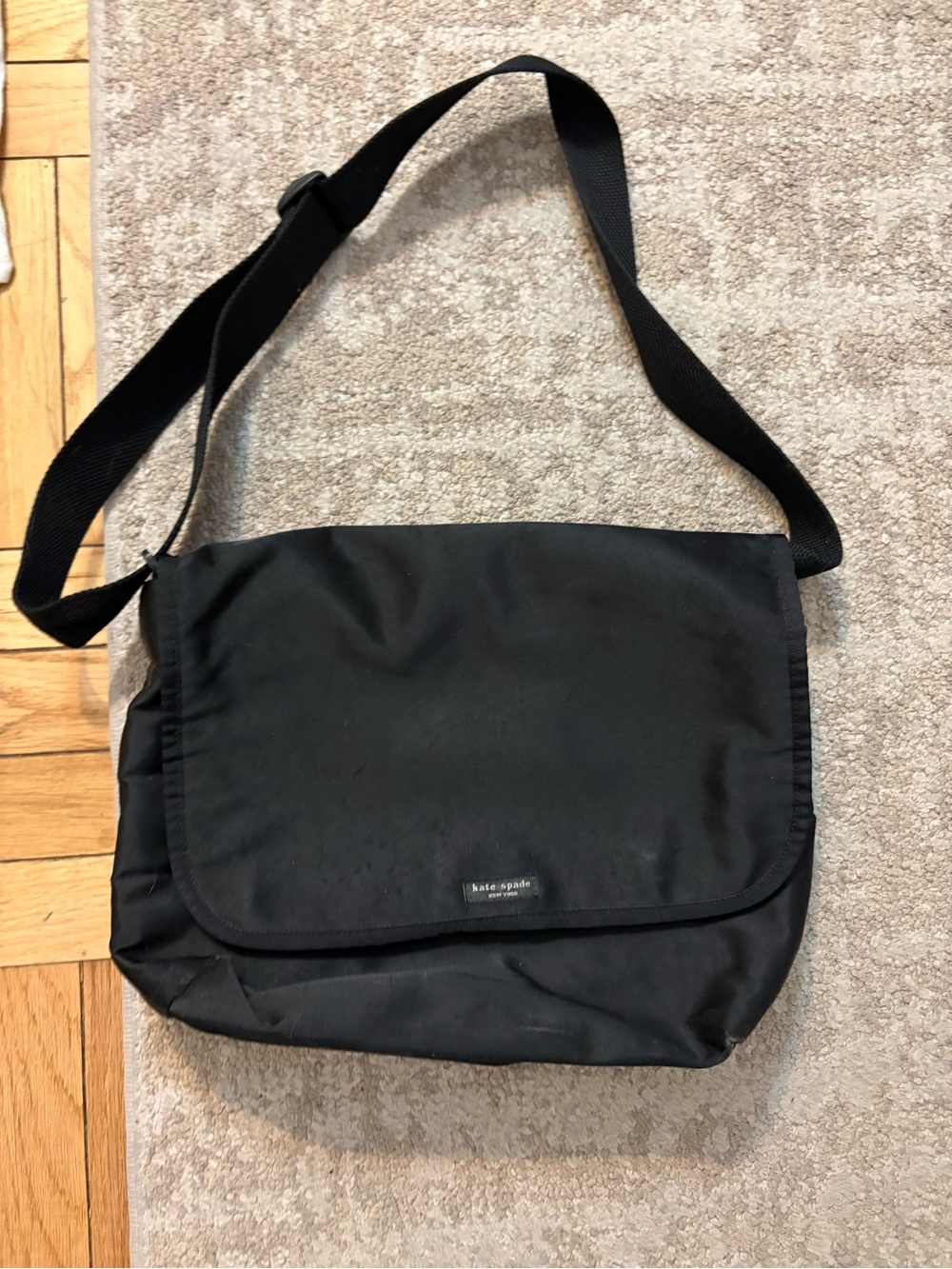 kate spade black nylon messenger crossbody